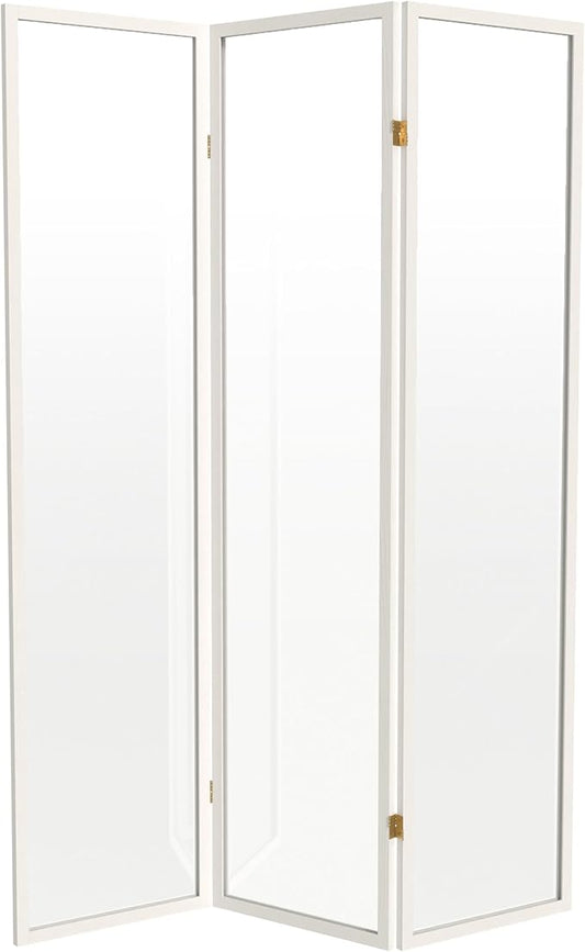 Red Lantern 6 ft. Tall Clear Plastic Partition White 3 Panel