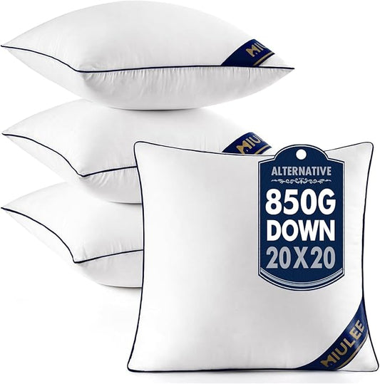 MIULEE 20x20 Pillow Inserts Set of 4 Throw Pillows Premium Down Alternative Pillow Inserts Square Decorative Pillow Stuffer for Sofa, Couch (20x20 inch, Set of 4)