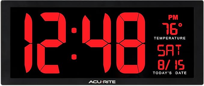 AcuRite Digital Clock, 14.5-Inch / Red