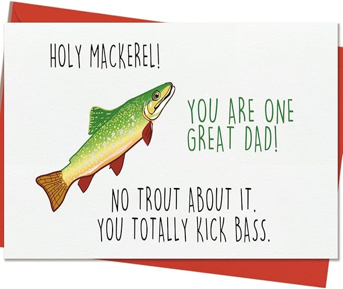 Fishing Fathers Day Card for Men, Fisherman Gift for Dad, Husband, Son, Brother, Grandpa, Perfect Pun Birthday Card for Fishing Lovers
