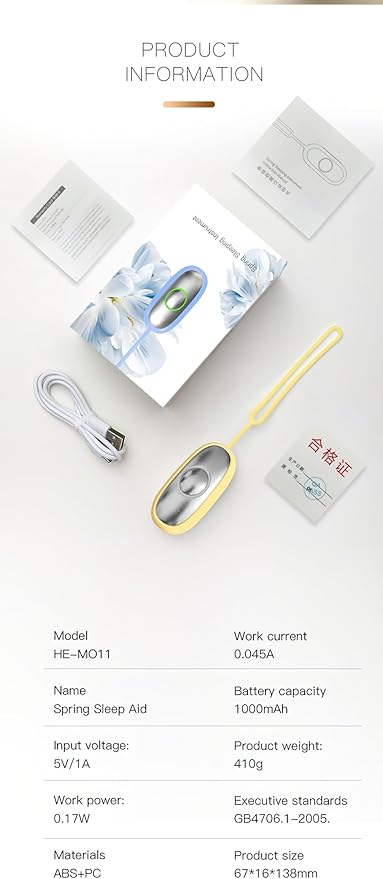 Sleep Aid Handheld Intelligent Device with App Control, Smart Pulse Technology for Sleep and Nap Support (Gray)