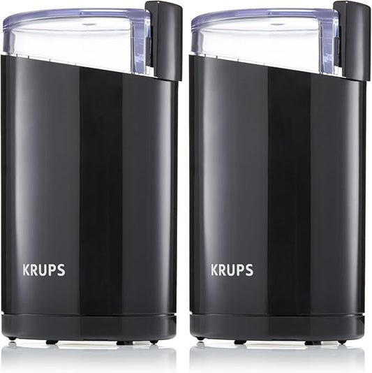 KRUPS Electric Coffee Grinder, Stainless Steel Blades, Black | 3 oz Capacity | 200W Motor | For Coffee Beans, Herbs & Nuts | Pack of 2