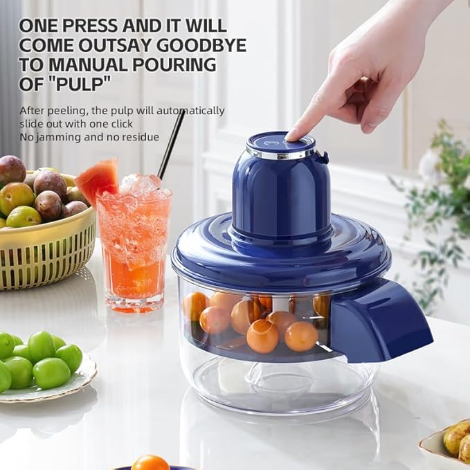 New Automatic Peeler Machine, Portable USB Rechargeable Peeling Machine,Grape Tomato Plum Cherry Skin Remover Tool，Electric Fruit Peeler Skin Remover Tool Garlic Peeler Machine (Blue)