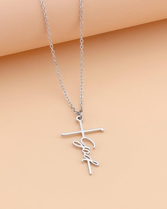 Lcherry Faith Cross Pendant Necklace for Women Religious Christian Jewelry Mother's Day Gifts for Women