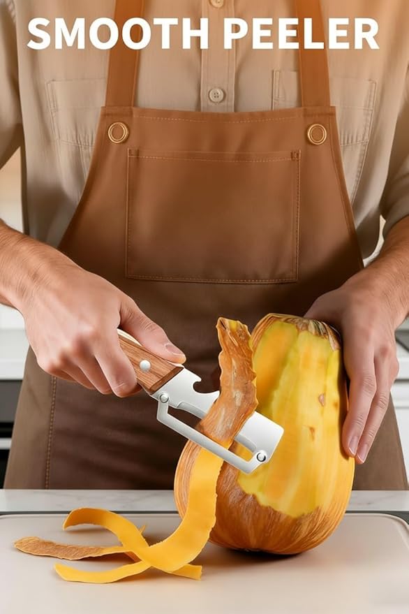 Zero Snag Wooden Peeler, Zero Flex Peeler Vegetable, Multi-functional Vegetable Peelers for Kitchen, With Wooden Handle,Bottle Opener Kitchen Tool for Fruit Veggie Carrot Potato Pumpkin(3pcs)