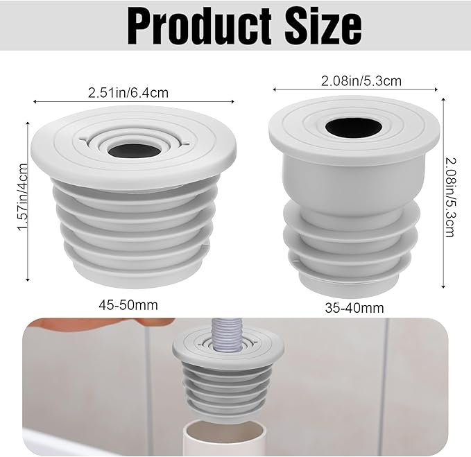 Gjinxi 2 Pcs Washing Machine Drain Hose Seal, Pipe Cover Plug Hose Adapter Drain Pipe Seal Plug Drain Sewer Silicone Sealing Stopper Cover Cap for Laundry Room Bathroom Kitchen