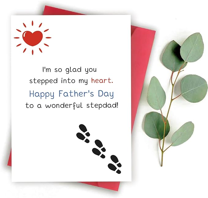 Step Dad Father Day Card, Funny Bonus Dad Fathers Day Card Gifts from Son Daughter, Happy Father's Day to A Wonderful Stepdad