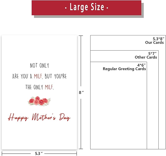Ziwenhu Funny Milf Mother's Day Card for Wife, Naughty Mother's Day Cards from Husband,The Only Milf,Mothers Day Gift Idea for Women