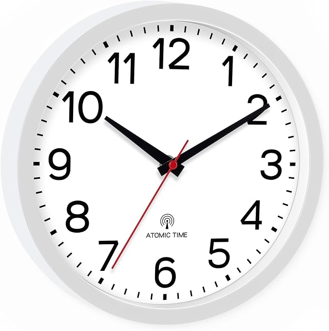 AKCISOT 10 Inch Wall Clock, Battery Operated Analog Clock, Silent Non-Ticking, Ideal for Bedroom, Bathroom, Kitchen, Office and School, White