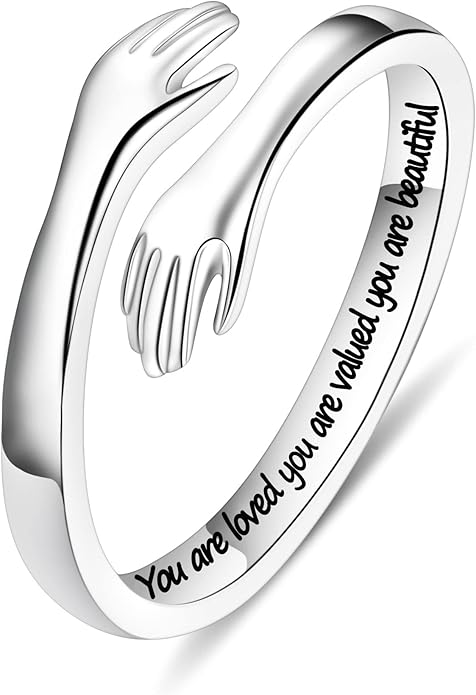 Yesteel Mothers Day Gifts - S925 Sterling Silver Hug Ring for Women Teen Girls, Adjustable Ring Jewelry Mothers Day Birthday Gifts for Daughters Mom Sister Wife Friends Grandma