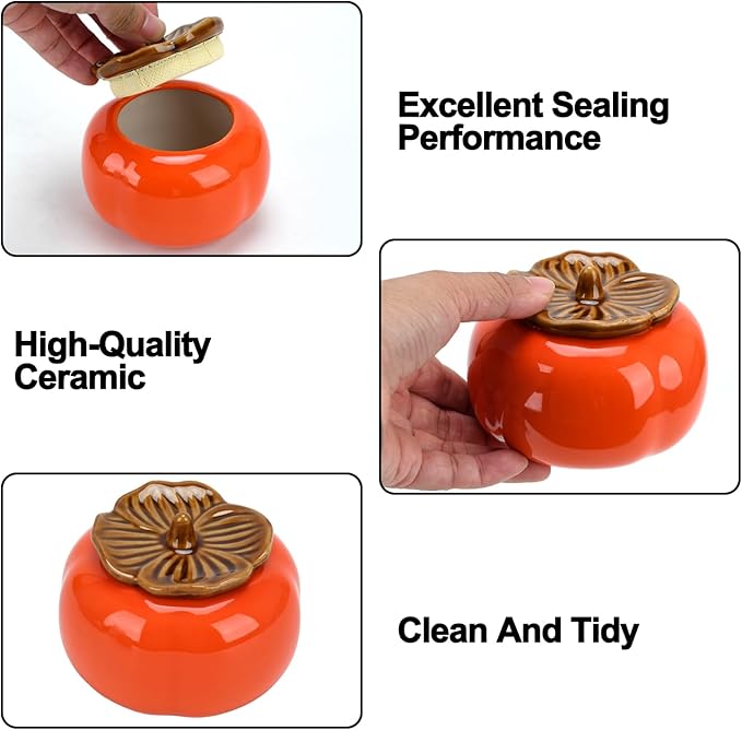 2-Pack Tea Canisters-Orange Ceramic Canisters with Airtight Lid - Beautiful Kitchen Storage for Loose Leaf Tea, Coffee, Sugar, Spices, Cookies