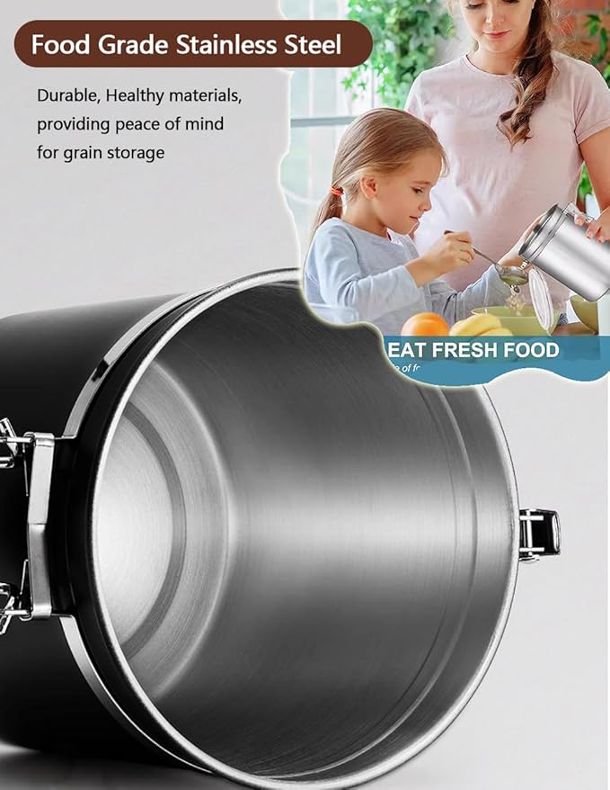 Walktosun Stainless Steel Food Container with Clear Lids Airtight Storage Container Stackable Small Canisters Kitchen Pantry Storage for Cereal, Snacks, Candy, Herbs, Spices, Sugar, Tea (Black)