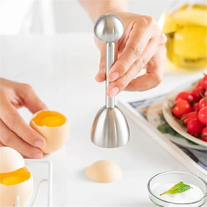 Stainless Steel Eggshell Opener Soft Boiled Egg Cup Holder Home Kitchen Gadgets(2Pcs Egg Cups)