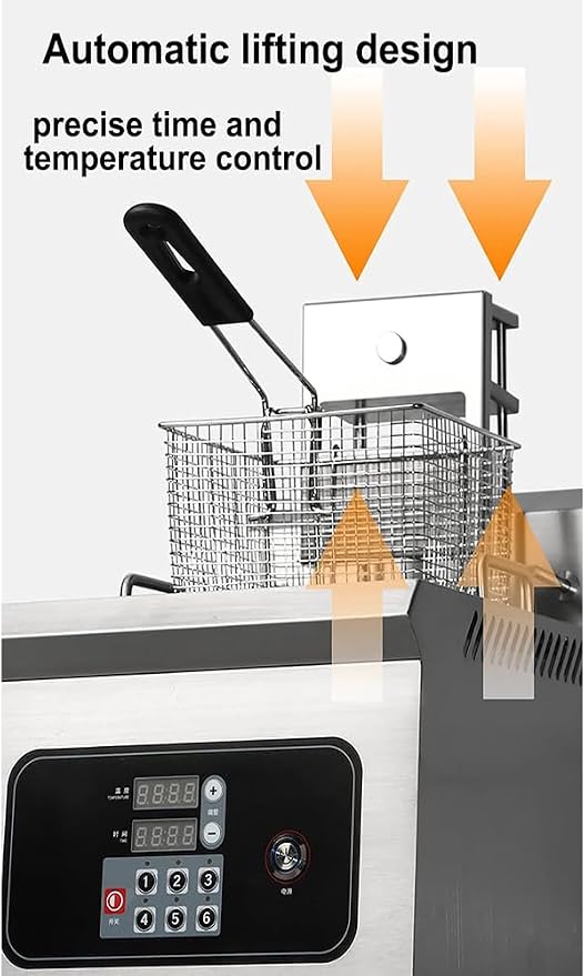 Automatic Lifting deep Fryer, Electric Commercial Counter-top Deep Fryer Tank, French Fries Frying Machine, Professional Timable deep Fryer, Intelligent Operation pa,Double 7000w