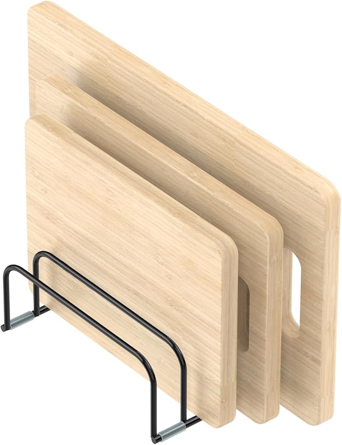 KORRTFID Cutting Board Storage Rack, Compact Cutting Board Organizer, Chopping Board Storage Stand Rack, Bakeware & Cookie Pan Sheets Organizer (1.0 Inch Width Slots)
