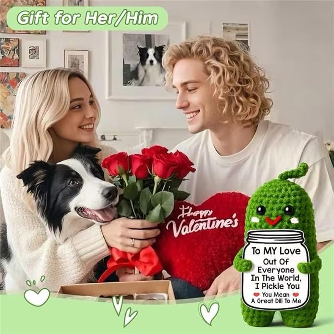 MAMAGIFTREE Gifts for Him Her Boyfriend Girlfriend, Handmade Crochet Pickle to My Love Anniversary Birthday Gifts for Women Men, I Love You Wedding Romantic Gift for Wife Husband Couples