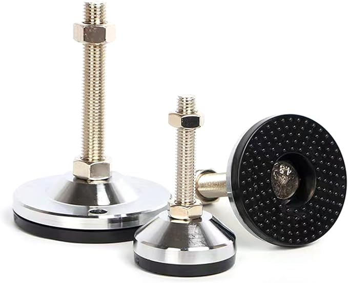 Leveler Feet,2-Pack, Cabinet Leveling Feet Adjustable 3.2" Base,M16 Thread,2000 Lb Capacity Heavy Duty Adjustable Leg Leveler Black Carbon Steel PVC D80xM16x80