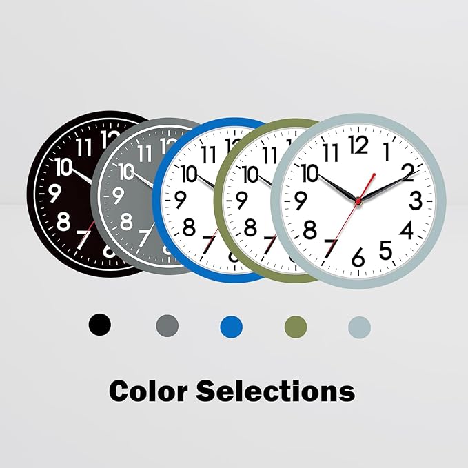 AKCISOT 12 Inch Wall Clock, Battery Operated Analog Clock, Silent Non-Ticking, Ideal for Bedroom, Bathroom, Kitchen, Office and School, Blue Gray