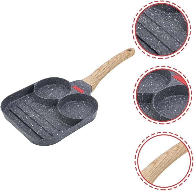 Split Frying Pan Egg Frying Pan Deep Frying Pan Roasting Pan Baking Dish Fry Pan Omelet Pan Pancake Mold Daily Use Egg Pan Divided Frying Pan Steel Frying Pan Medical Stone Grey