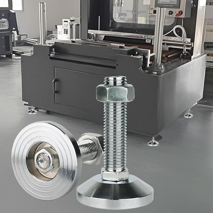 Heavy Duty Leveler Leg, Machine Leveling feet3.15 Dia. Base, Leg Leveler M24Thread, 6600 Lb Capacity,Capacity for Workbench, Machine, Cabinet (D80xM24x100,2 Pack,Silvery)