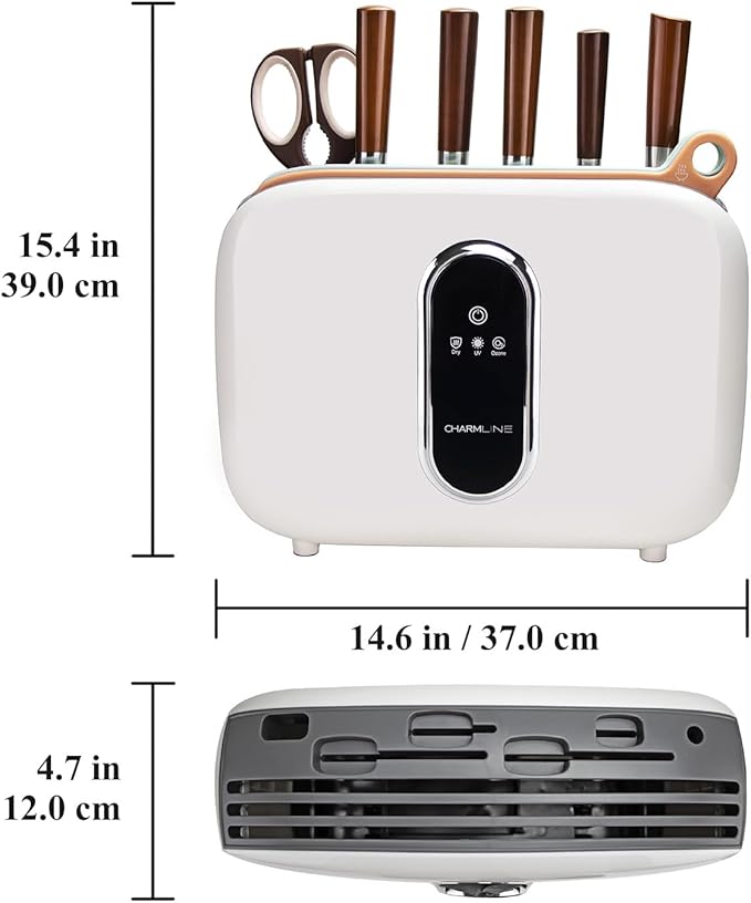 Charmline Smart Cutting Board and Knife Set with Holder, Self-Cleaning & Drying, Space-Saving Kitchen Organizer, Practical Gift for Mom, Housewarming, Birthday & Christmas