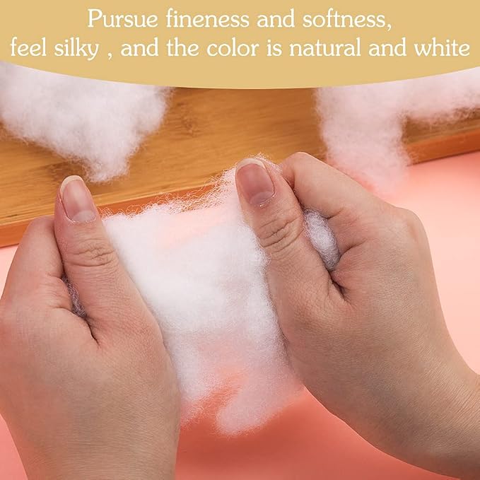 BUTUZE 400g/14.1oz Polyfill Stuffing Fiber Fill, (2.1oz-4.4lb) White Premium Fiberfill Stuffing for Craft, High Resilience Crochet Stuffing, Stuffing for Stuffed Animals, Cotton Batting, Recyclable