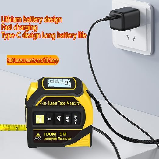 tape measure 4-in-1 laser Digital Measuring Tape & 80m/262ft Laser Distance Meter & with 16ft/5m & Crosshair markings & Dual-axis electronic level,Display On Backlit LCD Screen