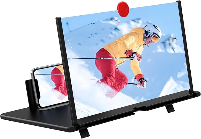 18" Screen Magnifier,3D HD Mobile Phone Magnifier Projector Screen Enlarger for Movies, Videos, and Gaming,Foldable Cell Phone Stand with Screen Amplifier,Gifts for Mom Dad (Black 18Inch)