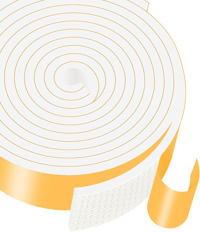 Weather Stripping Door Seal,Door Weather Seal,Soundproof,High Density CR Foam for Front Door Frame,Windows (White,2 in x 1/4 in x 13Ft)