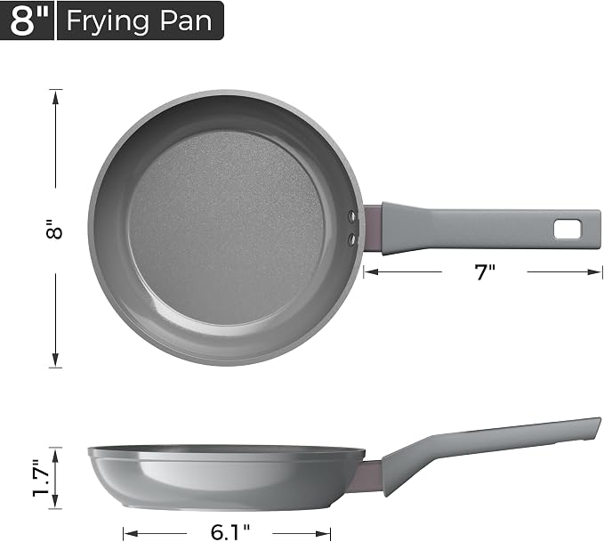 Sanho 8 Inch NonStick Frying Pan, Diamond-Titanium Ceramic Frying Pans Skillet, Non Stick Egg Pans with Stay Cool Handle for Induction, Dishwasher & Oven Safe, PTFE & PFOA Free, Non Toxic for Cooking