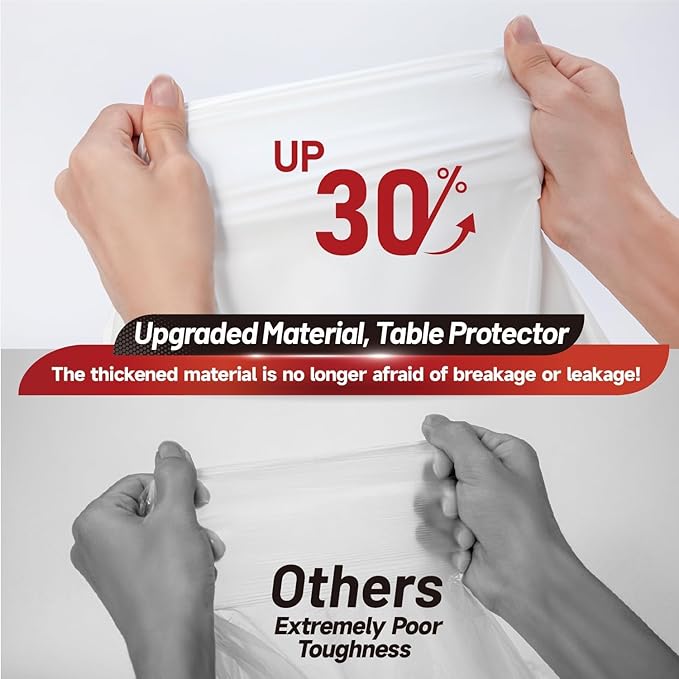 Plastic Table Cloth, 110 Ft X 54 in Disposable Tablecloth White Tablecloth Premium PEVA Plastic Table Cloth Disposable with Any Cut Sliding Cutters for Picnics, Parties, Birthdays, Weddings