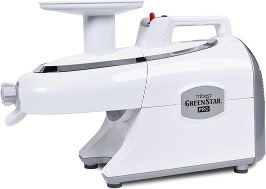 Tribest Greenstar GS-P501-B Pro Jumbo Slow Masticating Juicer, Twin Gear Cold Press Juicer & Juice Extractor, White