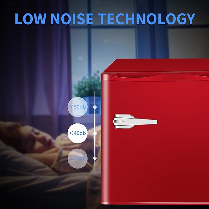 Antarctic Star Mini Upright Freezer -1.2 cu.ft Compact freezer with Removable Shelves and Adjustable Thermostat, for Home/Kitchen/Office(Red)