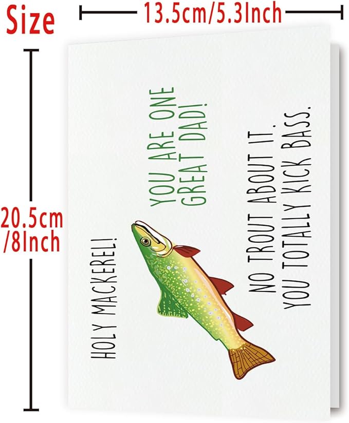 Fishing Fathers Day Card for Men, Fisherman Gift for Dad, Husband, Son, Brother, Grandpa, Perfect Pun Birthday Card for Fishing Lovers