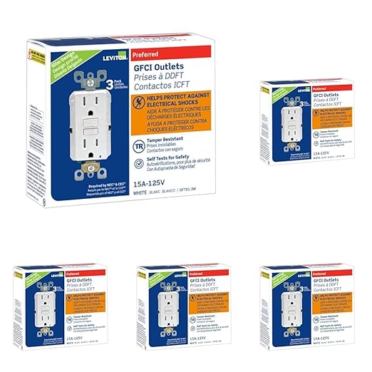 Leviton Smartest Self-Test SmartlockPro Slim GFCI Tamper-Resistant Receptacle with LED Indicator,GFTR1-3W,White,3 Count (Pack of 5)