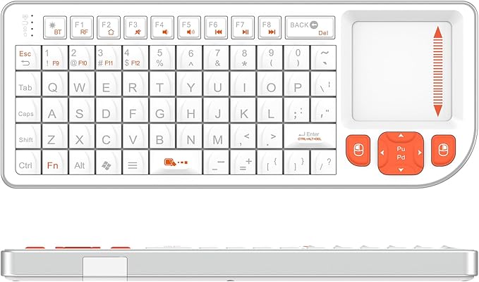Mini Keyboard with Touchpad, Mini Bluetooth Keyboard, Ultra-Compact Portable for IT Professionals, Field Service Technicians, Home Theater PC & Multi-Device Travel - Durable &Reliable, White