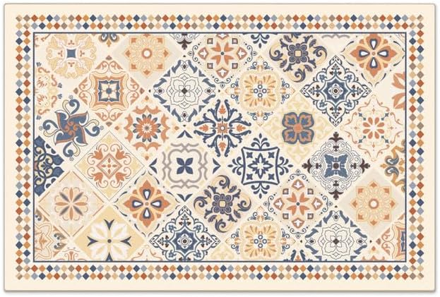 Bohemian Coffee Mat Super Absorbent Non-slip Dish Drying Mat for Housewarming Gifts Home Decor (Whimsical Boho A)