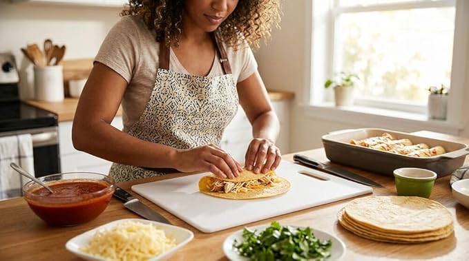 Farberware Large Cutting Board, Dishwasher- Safe Plastic Chopping Board for Kitchen with Easy Grip Handle, 11-inch by 14-inch, White