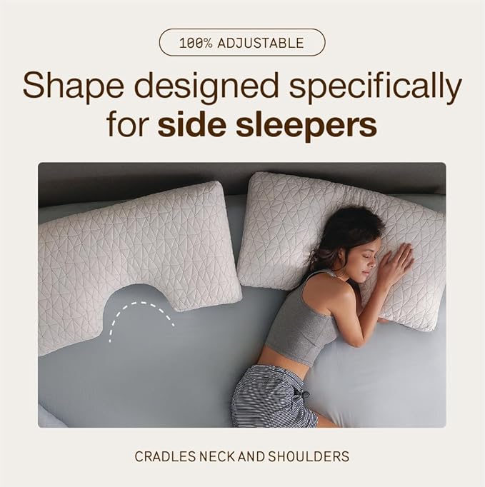 Coop Home Goods Original Cut-Out Adjustable Pillow, King Size Bed Pillows for Neck & Head Support, Memory Foam Pillows - Medium Firm for Side Sleeper, CertiPUR-US/GREENGUARD Gold