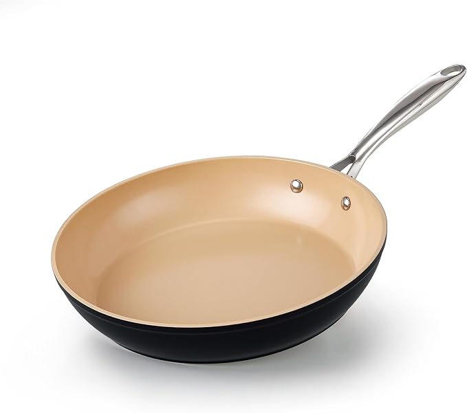 Cooks Standard Classic 11 Inch Hard Anodized Ceramic Nonstick Skillet Pan | Induction Ready Frying Pan with Riveted Stay-Cool Handle, Egg & Omelette Pan, Oven Safe, Black Apricot