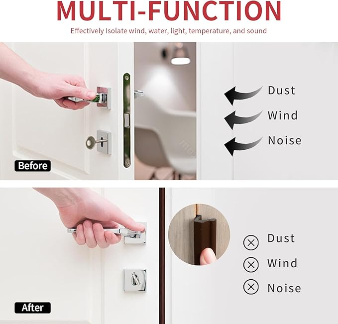 40 Feet Kerf Door Weather Stripping Door Seal, Long Reach V-Shaped Door Seal Strip for Door Frame Door Weatherstripping Insulation Strip Door Soundproofing for Large Gap(Brown)