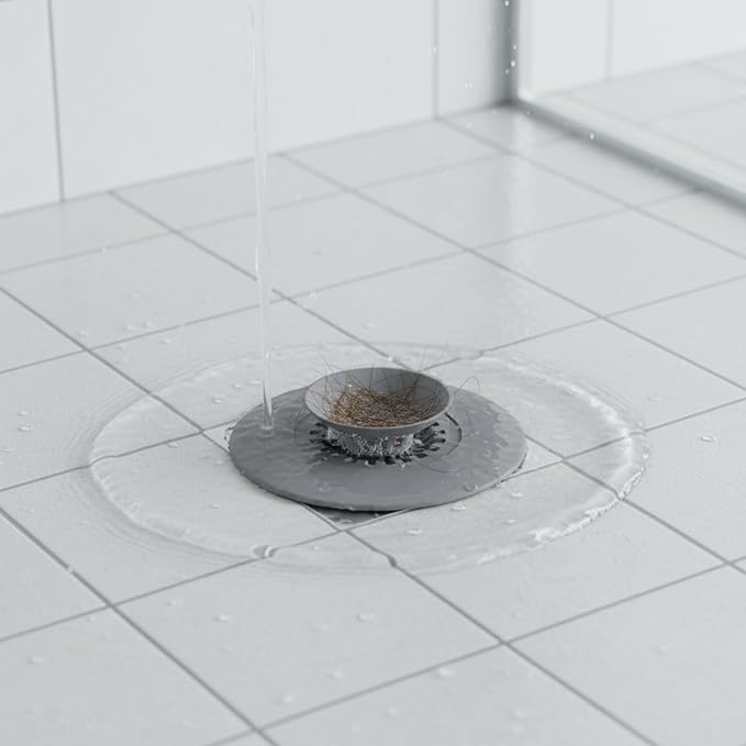 2 Pack 4.2-Inches Silicone Bathtub Drain Stopper Plug, Universal Sink Stopper, Anti-Odor Sink Plug, Floor Drain Cover, Bath Tub Plug, Rubber Drain Stopper for Kitchen, Bathroom, Laundry (Gray)