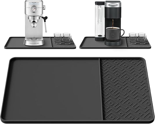 Silicone Coffee Mat with Raised Edges 19" x 12" – Waterproof Countertop Mat, Coffee Maker Pad, Espresso Machine Mat, Heat Resistant Dish Drying Mat