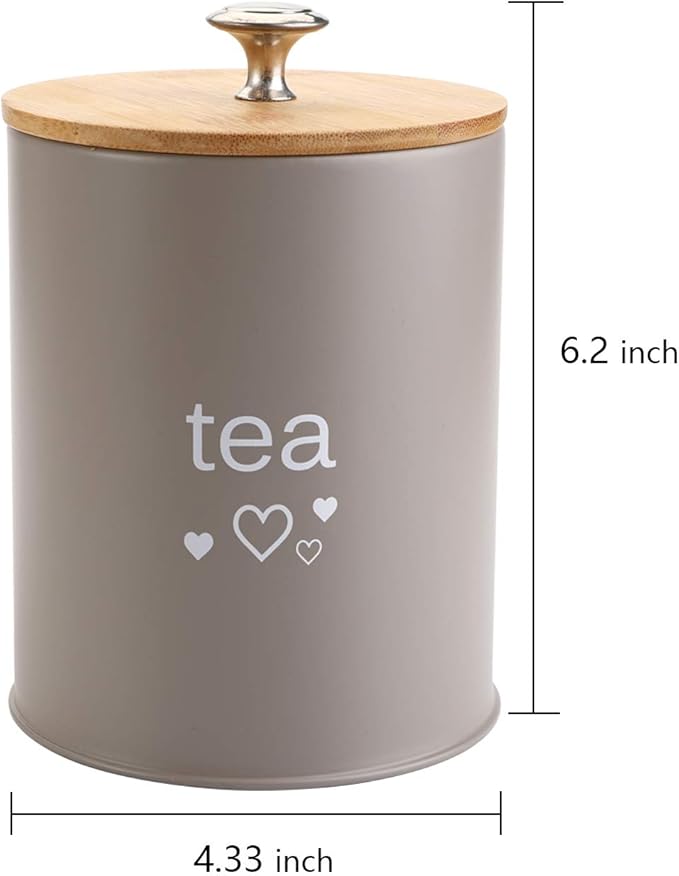 Fasmov Set of 3 Kitchen Canister Set, Coffee, Sugar, and Tea Storage Container Jars with Bamboo Lids for storing Sugar, Coffee and Tea, Gray
