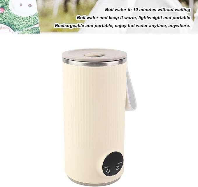 fosa 400ML Portable Electric Kettle, USB Rechargeable Travel Water Boiler, 6000mah Battery, Food Grade Stainless Steel Material, for Coffee, Milk