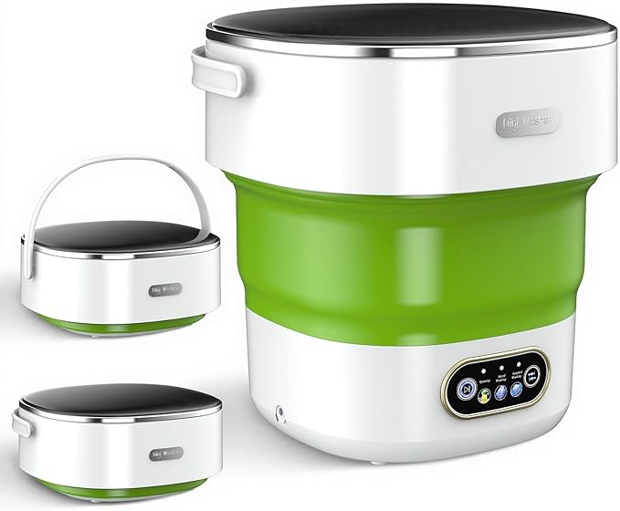 Portable Washing Machine 16L Foldable Mini Washer for Underwear Socks Baby Clothes Small Loads Compact Washer for Apartment Dorm RV Travel (Green)