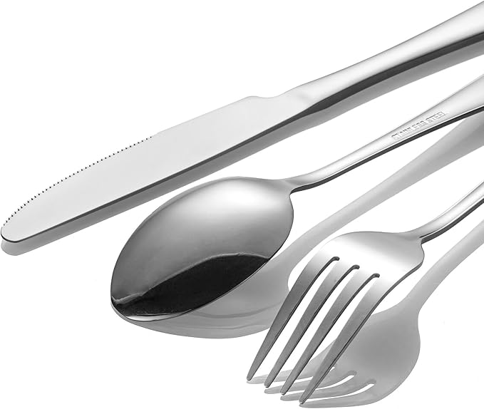 24-Piece Silverware Set for 8 - Stainless Steel Flatware Cutlery Set Service for 8, Mirror Polished Flatware Set Include Forks Spoons Knives for Home, Wedding, Restaurant, Dishwasher Safe