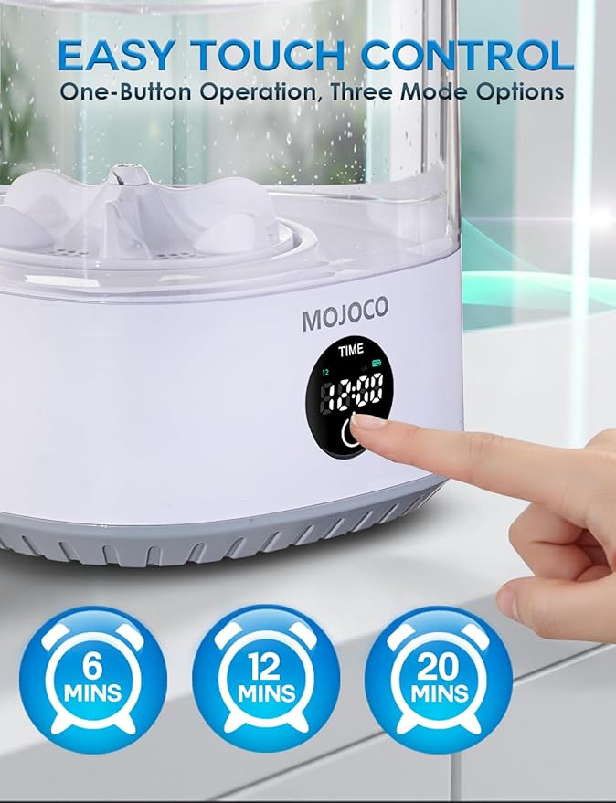Mojoco Mini Washing Machine - 6L Small Portable Washing Machine with 3 Wash Modes for Underwear, Socks & Baby Clothes - Rechargeable Countertop Mini Washer for Dorms, Hotels, Travel & Camping