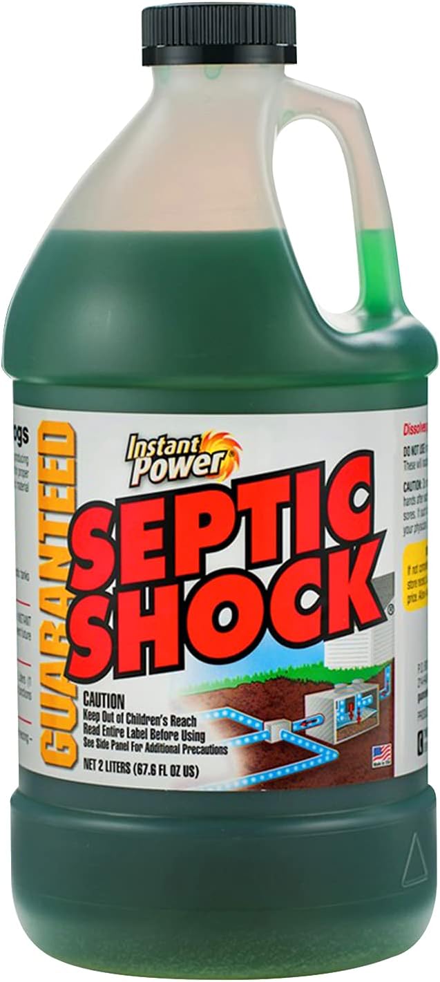 Instant Power Septic Shock - Septic Tank Treatment, Drain Cleaner Liquid Clog Remover for Septic Systems - 67.6 Fl Oz 1 Pack