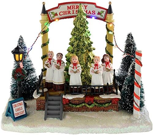 Musical Singing Choir with Rotating Tree Christmas Decoration, 21 cm - Multi-Colour